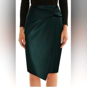 Olive green faux leather pencil skirt